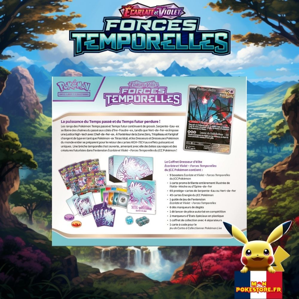 ETB Pokémon EV05 Forces Temporelles Coffret Dresseur d'Elite vue arrière Monpokestore