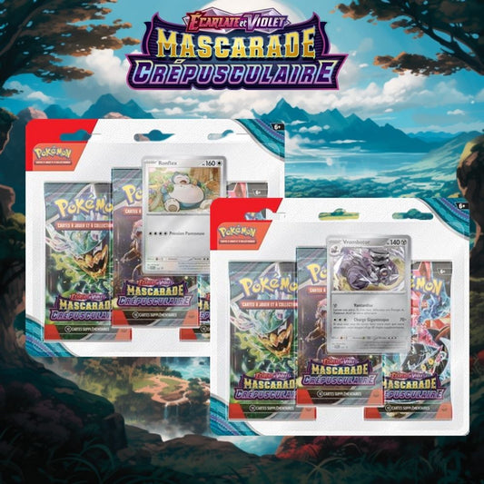 Tripack Pokémon EV06 ascarade Crépusculaire Ronflex et Vrombotor 3 boosters Monpokestore